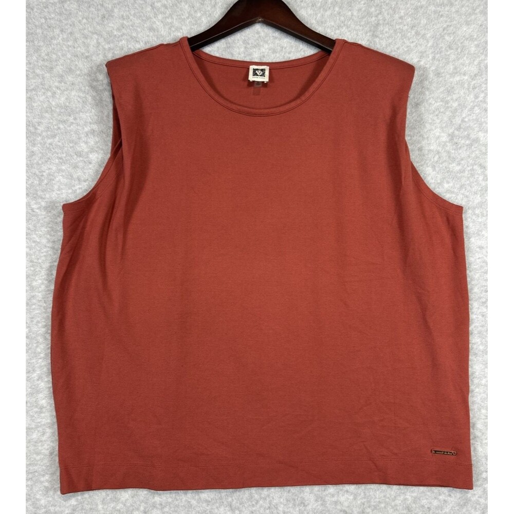 Anne Klein Womens XL Sleeveless Muscle Tank Top Rust Solid Basic
